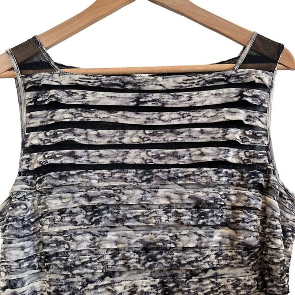 NWT Adrianna Papell Partial Tuck Net Sleeveless Dress in Gym size 14 - Picture 3 of 10